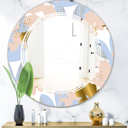 Golden Foliage XV - Modern Round or Oval Wall Mirror - Triple C