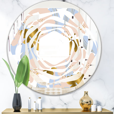 Golden Foliage XV - Modern Round or Oval Wall Mirror - Whirl