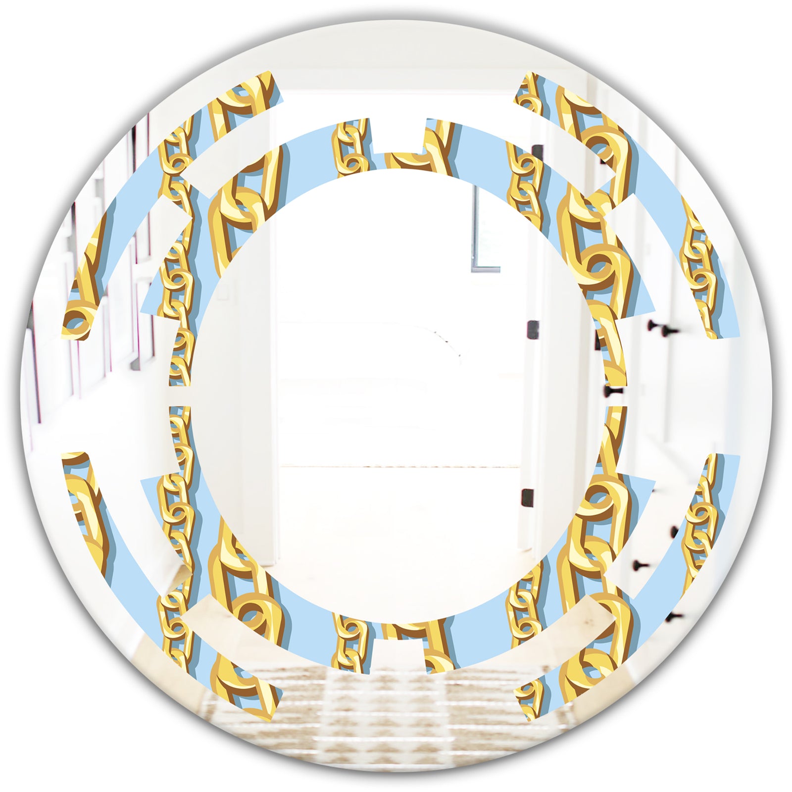 Gold Chain Pattern - Modern Round or Oval Wall Mirror - Space