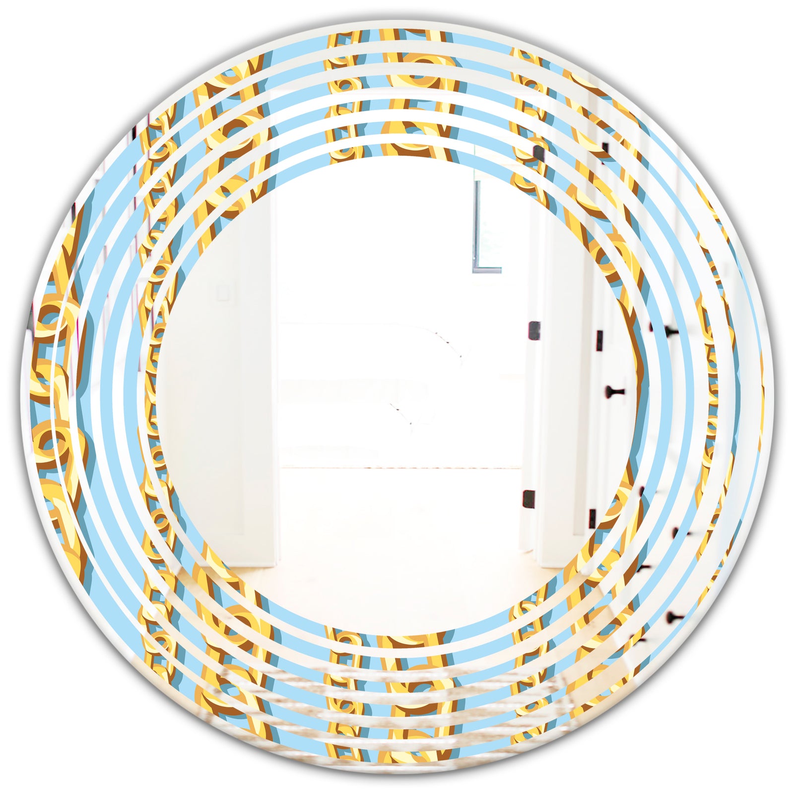 Gold Chain Pattern - Modern Round or Oval Wall Mirror - Wave