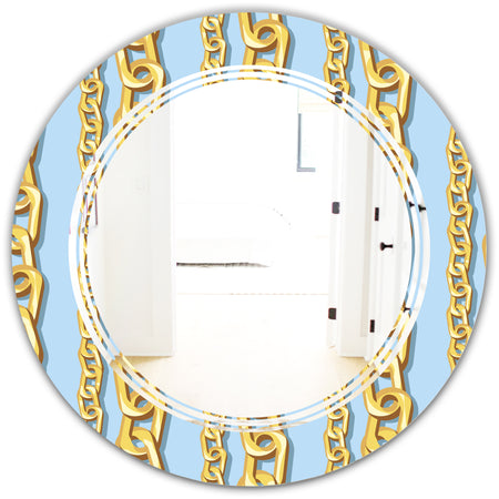 Gold Chain Pattern - Modern Round or Oval Wall Mirror - Triple C