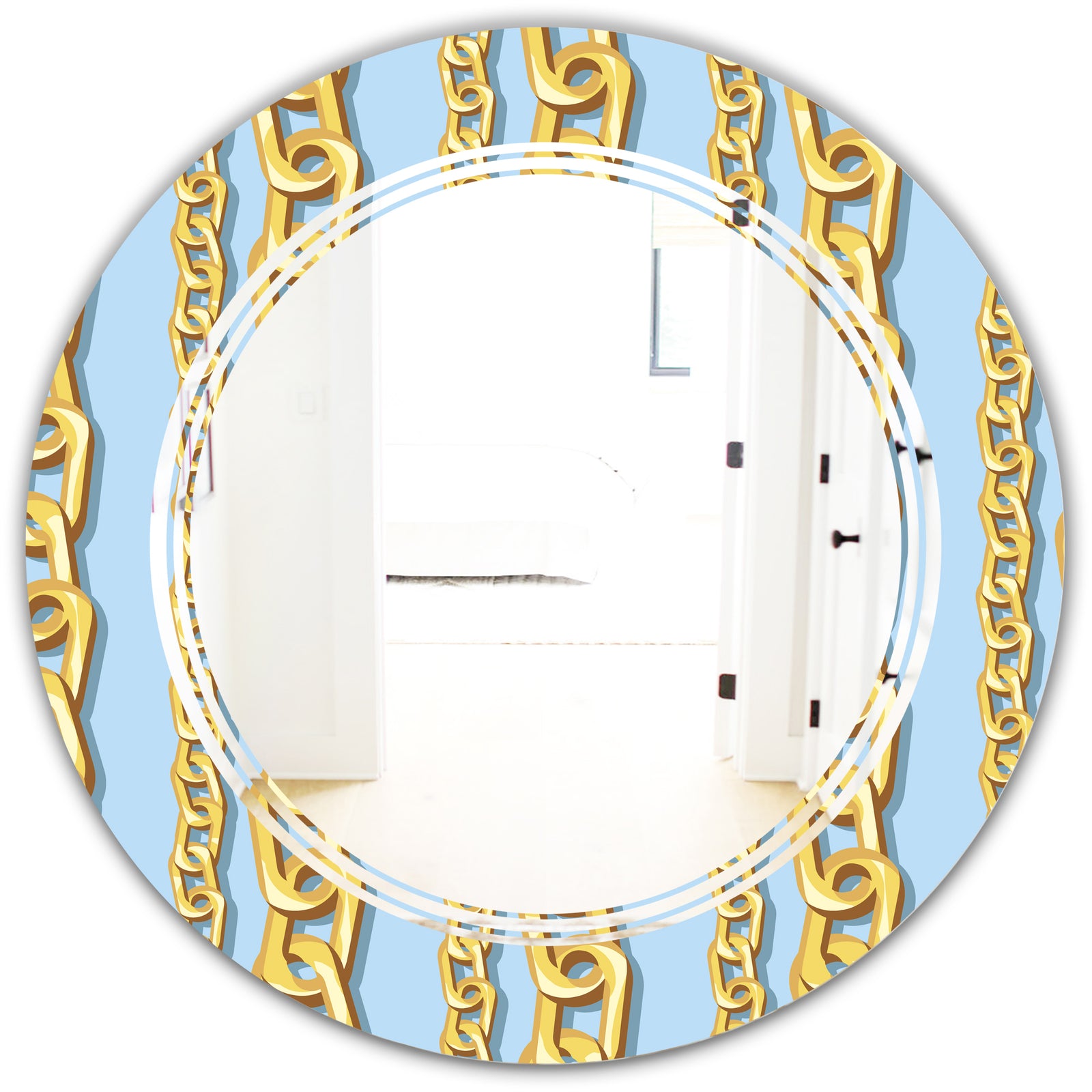 Gold Chain Pattern - Modern Round or Oval Wall Mirror - Triple C