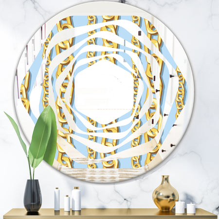 Gold Chain Pattern - Modern Round or Oval Wall Mirror - Whirl