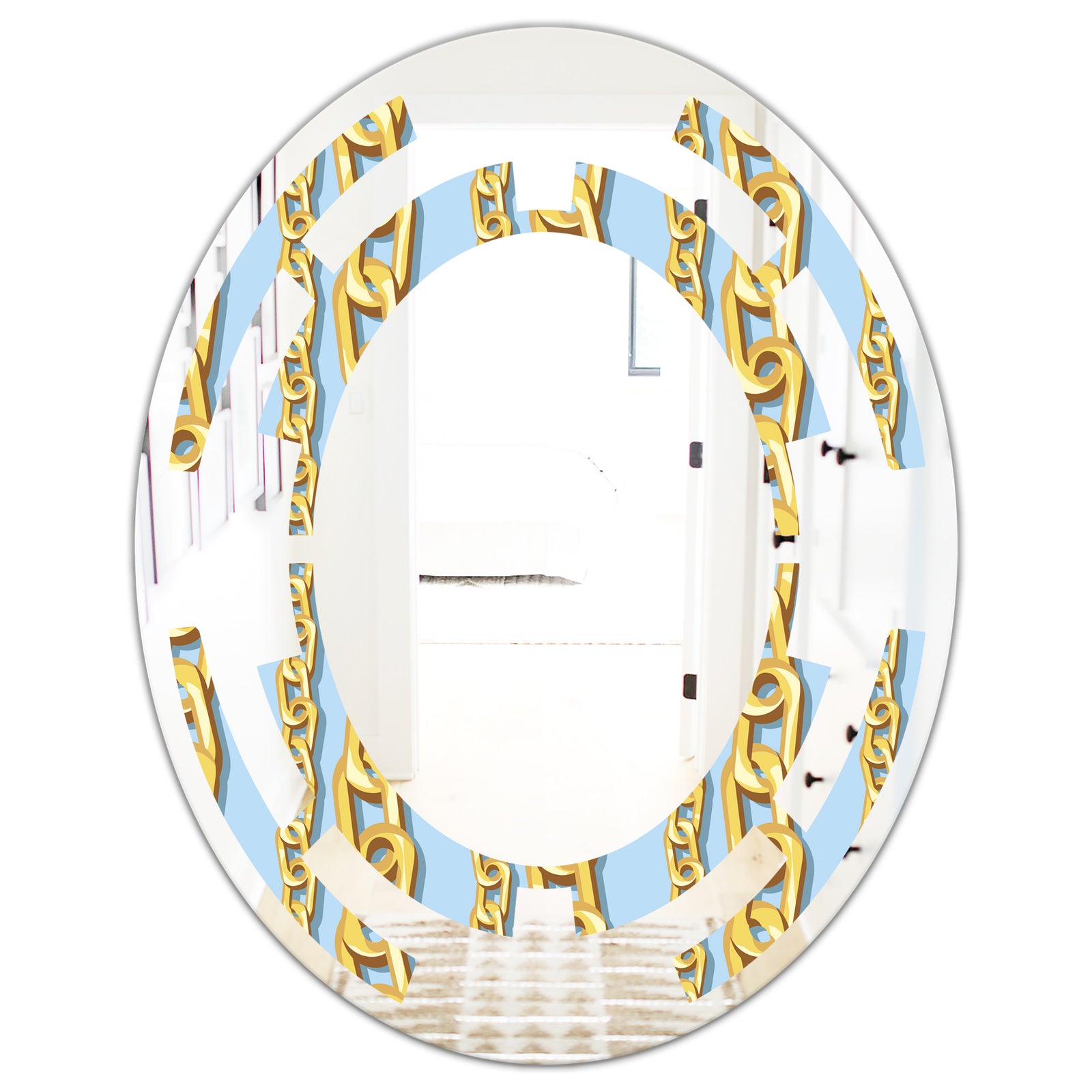 Gold Chain Pattern - Modern Round or Oval Wall Mirror - Space