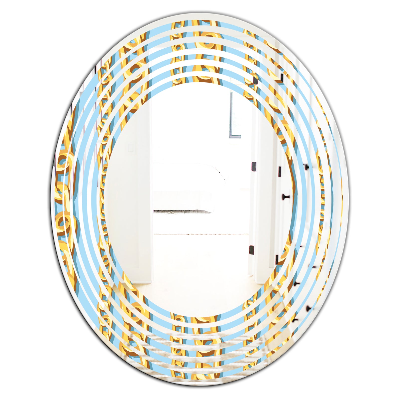 Gold Chain Pattern - Modern Round or Oval Wall Mirror - Wave