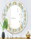 Gold Chain Pattern - Modern Round or Oval Wall Mirror - Leaves