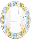 Gold Chain Pattern - Modern Round or Oval Wall Mirror - Leaves