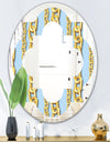 Gold Chain Pattern - Modern Round or Oval Wall Mirror - Quatrefoil