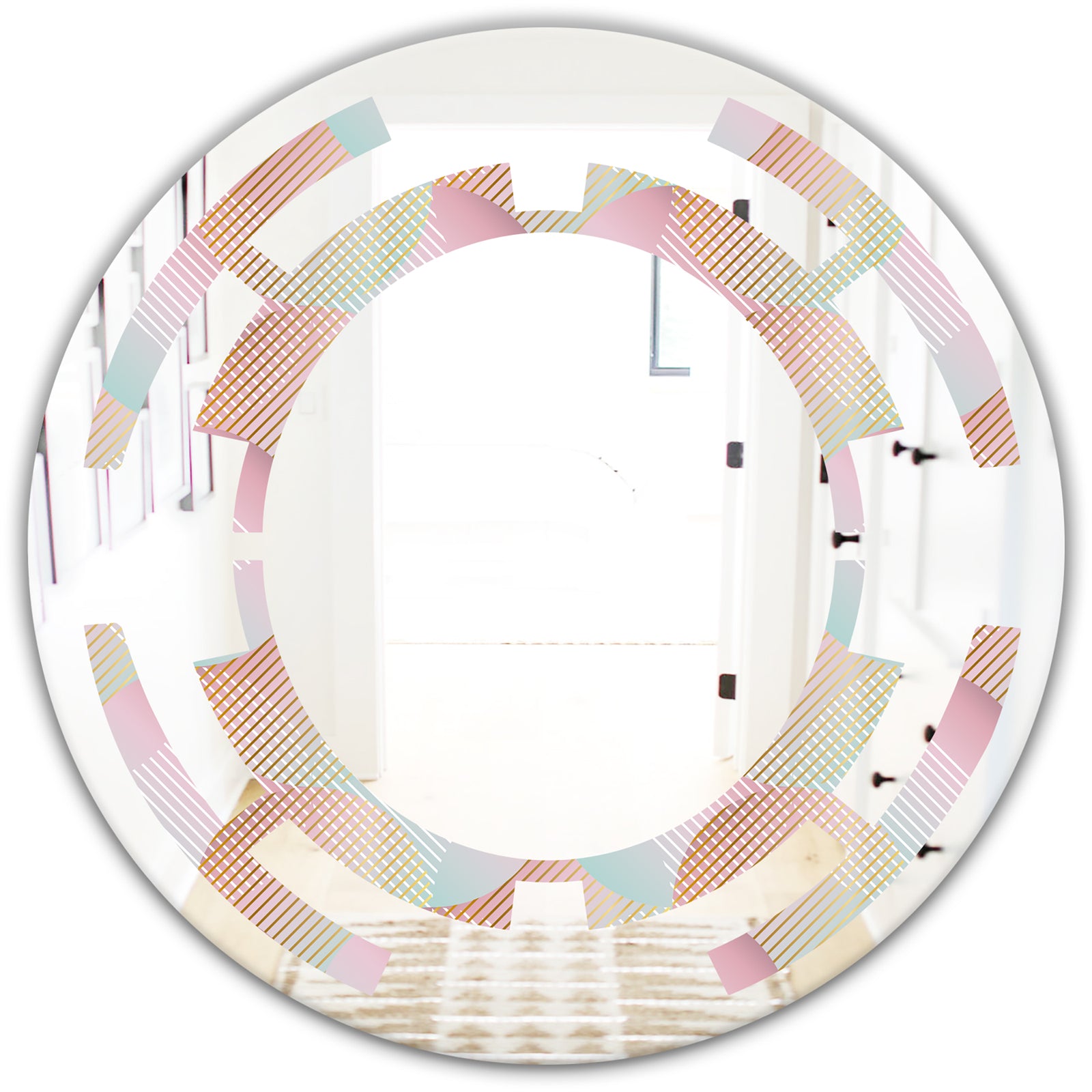 Abstract Design Retro Pattern VII - Modern Round or Oval Wall Mirror - Space