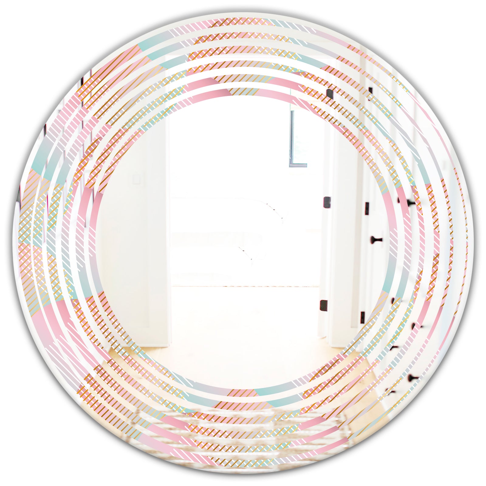 Abstract Design Retro Pattern VII - Modern Round or Oval Wall Mirror - Wave