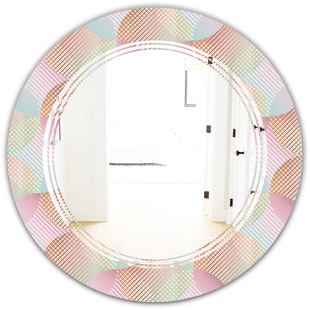 Abstract Design Retro Pattern VII - Modern Round or Oval Wall Mirror - Triple C