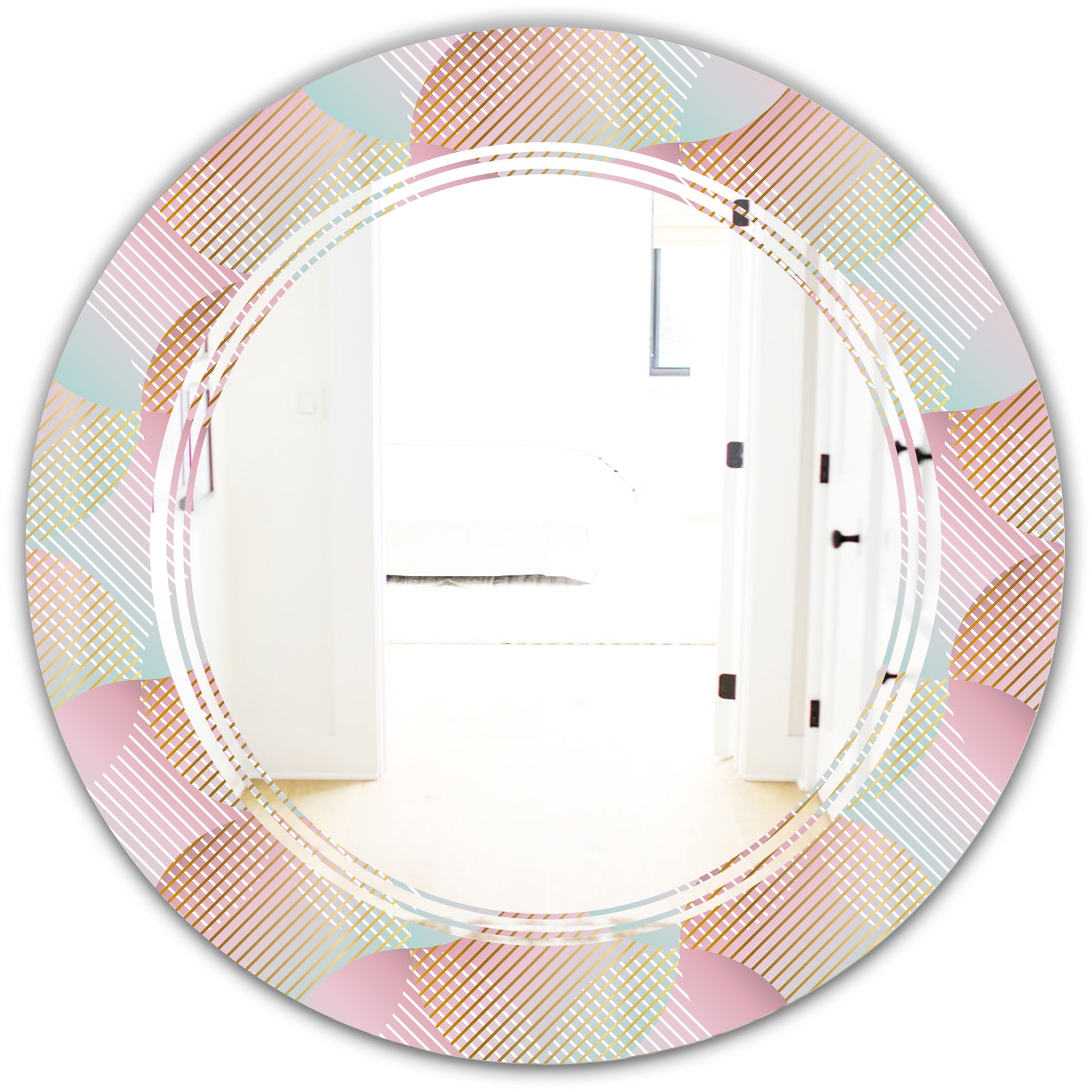 Abstract Design Retro Pattern VII - Modern Round or Oval Wall Mirror - Triple C