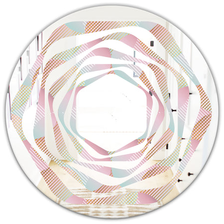 Abstract Design Retro Pattern VII - Modern Round or Oval Wall Mirror - Whirl
