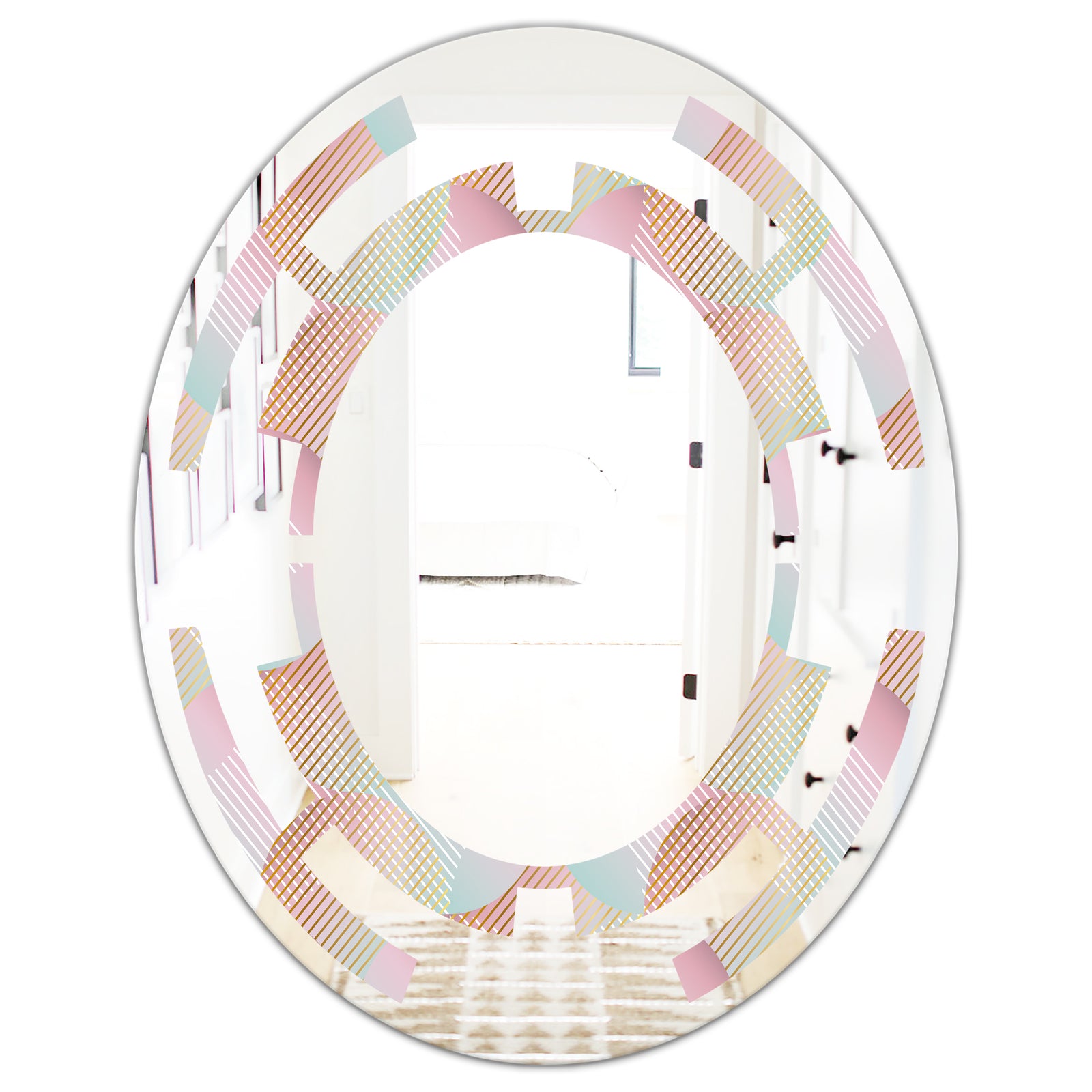 Abstract Design Retro Pattern VII - Modern Round or Oval Wall Mirror - Space