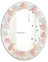 Abstract Design Retro Pattern VII - Modern Round or Oval Wall Mirror - Leaves