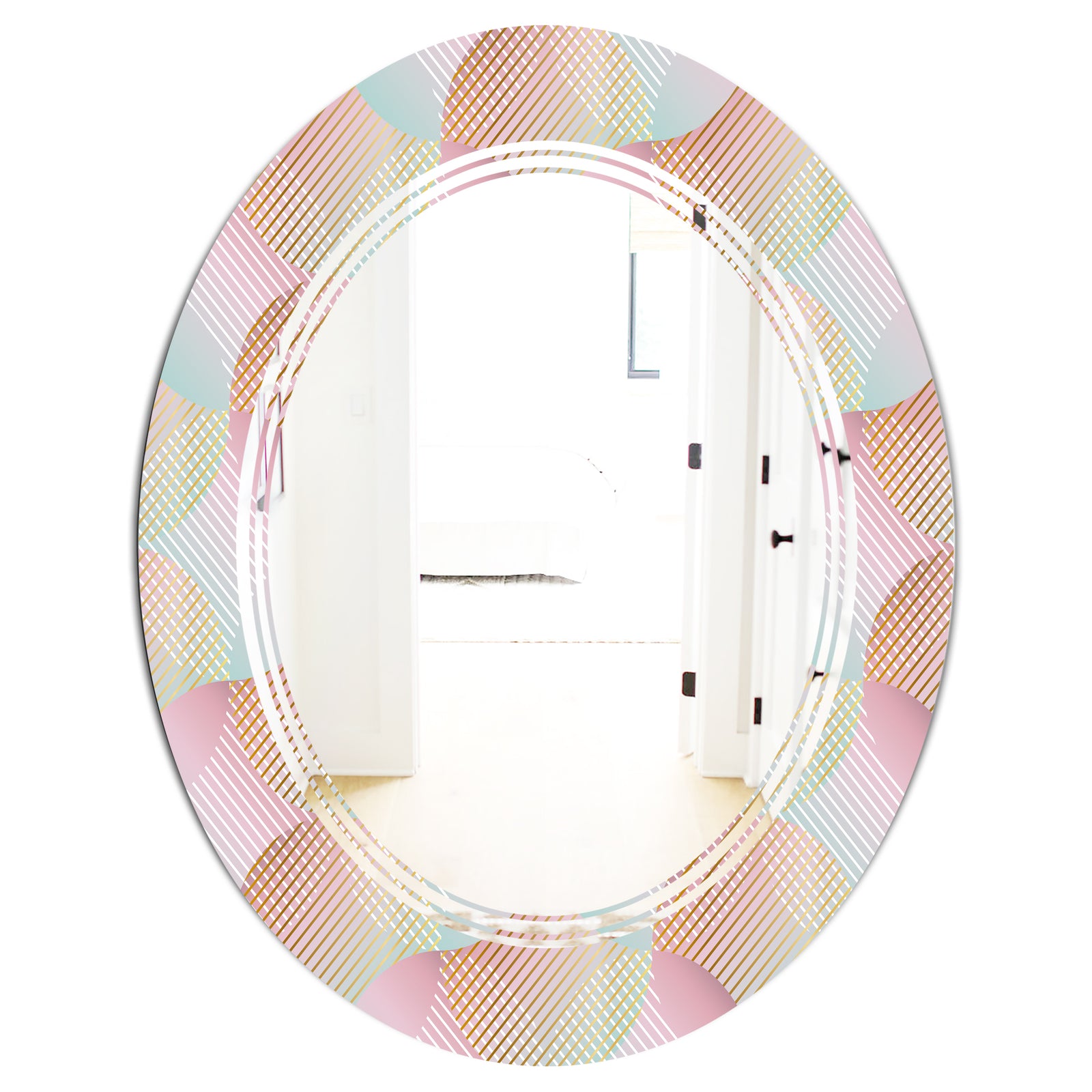 Abstract Design Retro Pattern VII - Modern Round or Oval Wall Mirror - Triple C