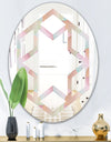 Abstract Design Retro Pattern VII - Modern Round or Oval Wall Mirror - Hexagon Star