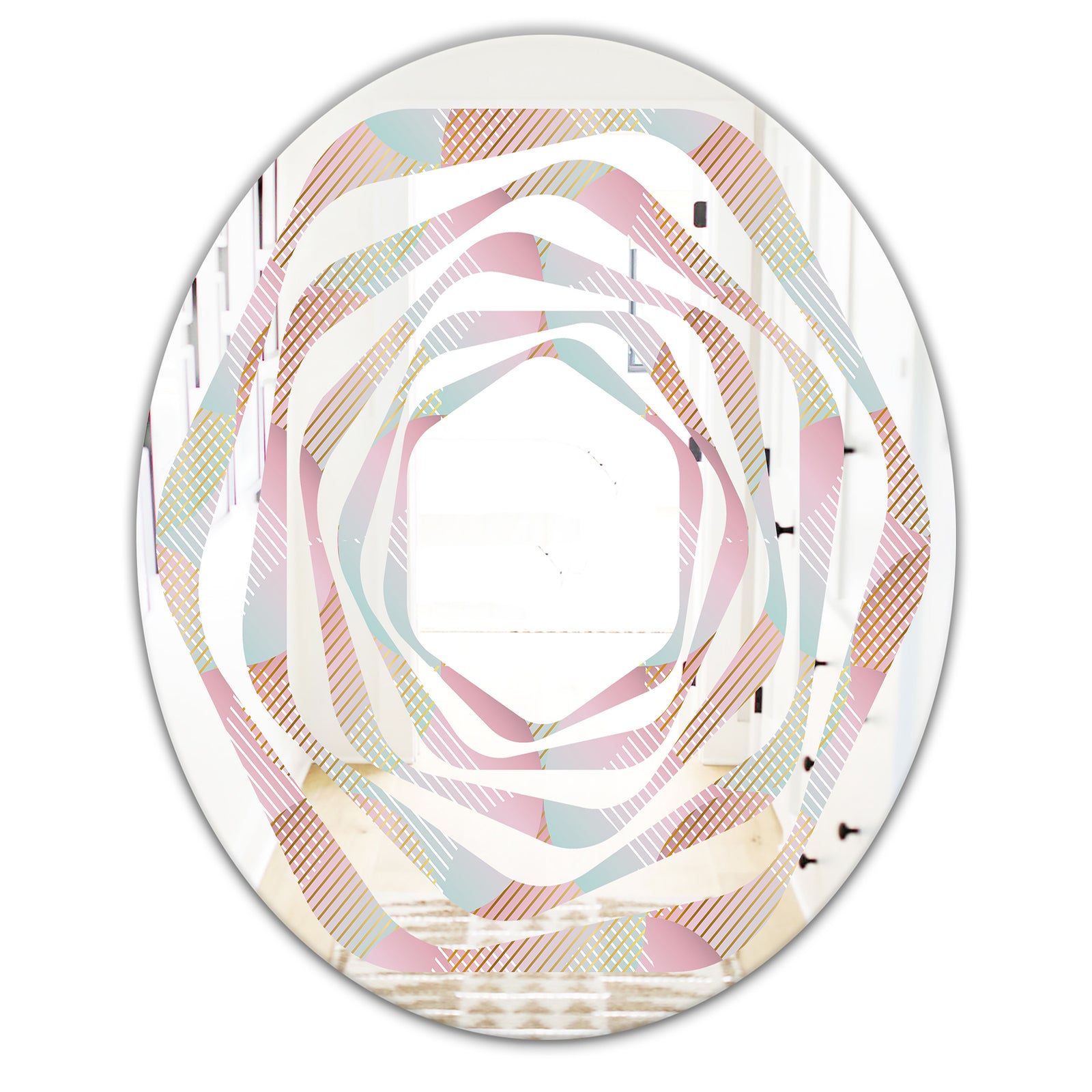 Abstract Design Retro Pattern VII - Modern Round or Oval Wall Mirror - Whirl