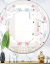 Retro Geometrical Abstract Pattern I - Modern Round or Oval Wall Mirror - Space