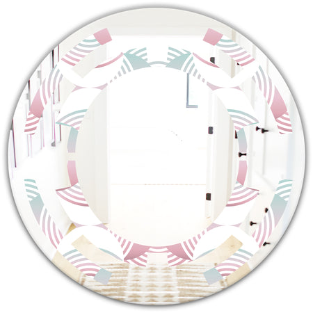 Retro Geometrical Abstract Pattern I - Modern Round or Oval Wall Mirror - Space