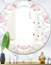 Retro Geometrical Abstract Pattern I - Modern Round or Oval Wall Mirror - Leaves