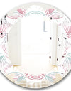 Retro Geometrical Abstract Pattern I - Modern Round or Oval Wall Mirror - Leaves