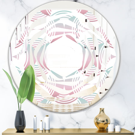 Retro Geometrical Abstract Pattern I - Modern Round or Oval Wall Mirror - Whirl