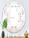 Retro Geometrical Abstract Pattern I - Modern Round or Oval Wall Mirror - Space