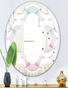 Retro Geometrical Abstract Pattern I - Modern Round or Oval Wall Mirror - Quatrefoil