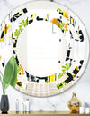 Summer meadow pattern, black silhouettes - Modern Round or Oval Wall Mirror - Space