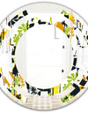 Summer meadow pattern, black silhouettes - Modern Round or Oval Wall Mirror - Space