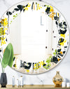 Summer meadow pattern, black silhouettes - Modern Round or Oval Wall Mirror - Leaves