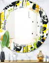 Summer meadow pattern, black silhouettes - Modern Round or Oval Wall Mirror - Triple C