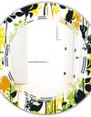 Summer meadow pattern, black silhouettes - Modern Round or Oval Wall Mirror - Triple C