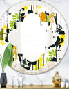 Summer meadow pattern, black silhouettes - Modern Round or Oval Wall Mirror - Quatrefoil