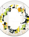Summer meadow pattern, black silhouettes - Modern Round or Oval Wall Mirror - Quatrefoil