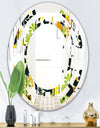 Summer meadow pattern, black silhouettes - Modern Round or Oval Wall Mirror - Space