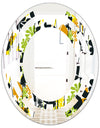 Summer meadow pattern, black silhouettes - Modern Round or Oval Wall Mirror - Space