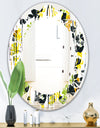 Summer meadow pattern, black silhouettes - Modern Round or Oval Wall Mirror - Leaves