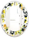 Summer meadow pattern, black silhouettes - Modern Round or Oval Wall Mirror - Leaves