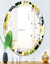 Summer meadow pattern, black silhouettes - Modern Round or Oval Wall Mirror - Triple C
