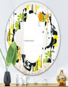 Summer meadow pattern, black silhouettes - Modern Round or Oval Wall Mirror - Quatrefoil