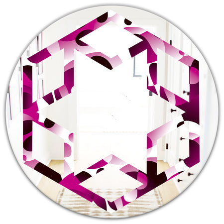 Abstract Design Retro Pattern VI - Cottage Round or Oval Wall Mirror - Hexagon Star