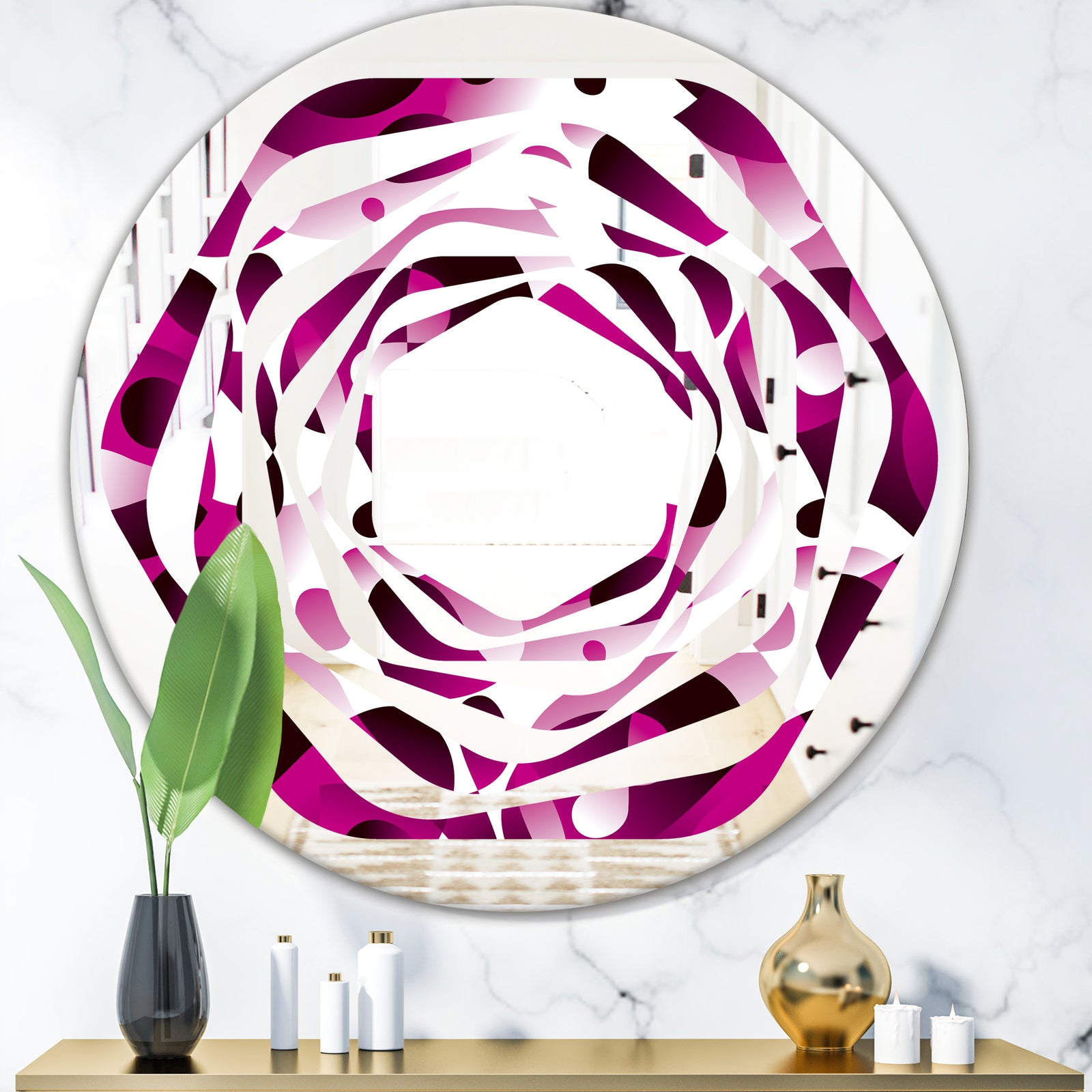 Abstract Design Retro Pattern VI - Cottage Round or Oval Wall Mirror - Whirl