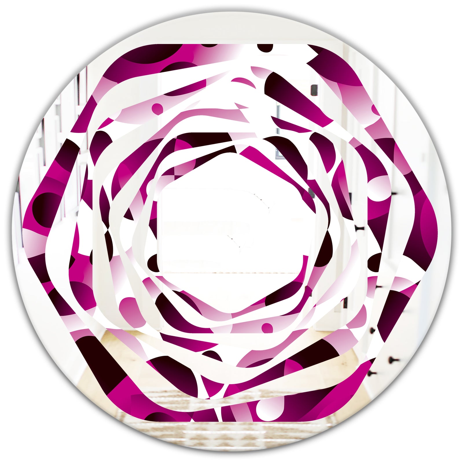 Abstract Design Retro Pattern VI - Cottage Round or Oval Wall Mirror - Whirl