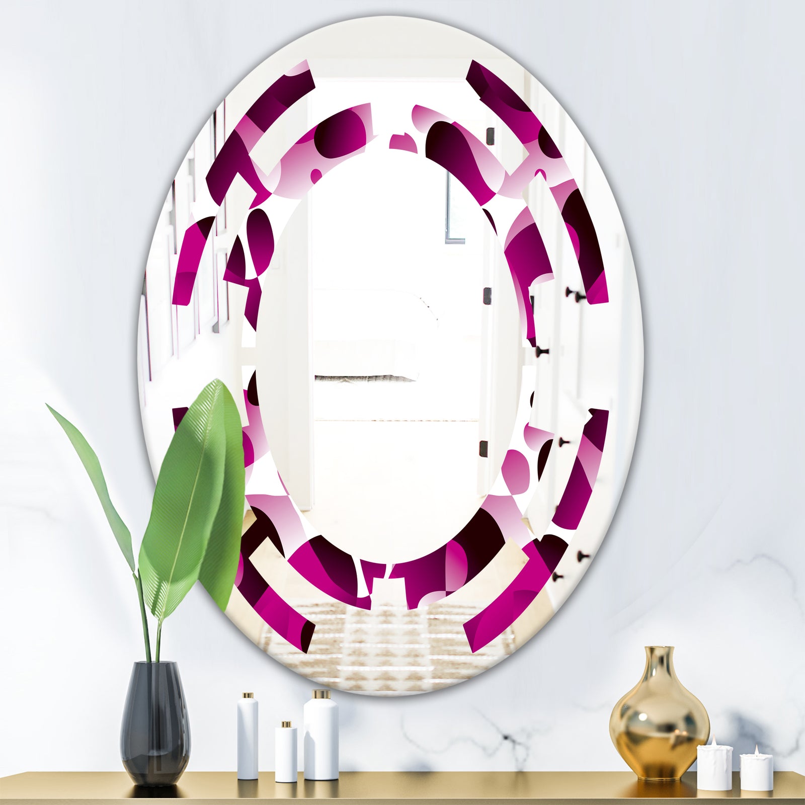 Abstract Design Retro Pattern VI - Cottage Round or Oval Wall Mirror - Space