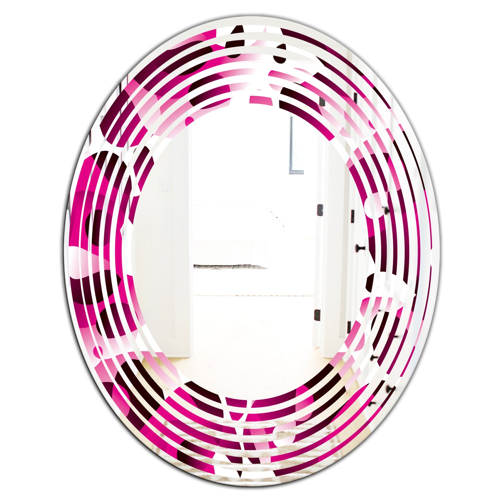 Abstract Design Retro Pattern VI - Cottage Round or Oval Wall Mirror - Wave