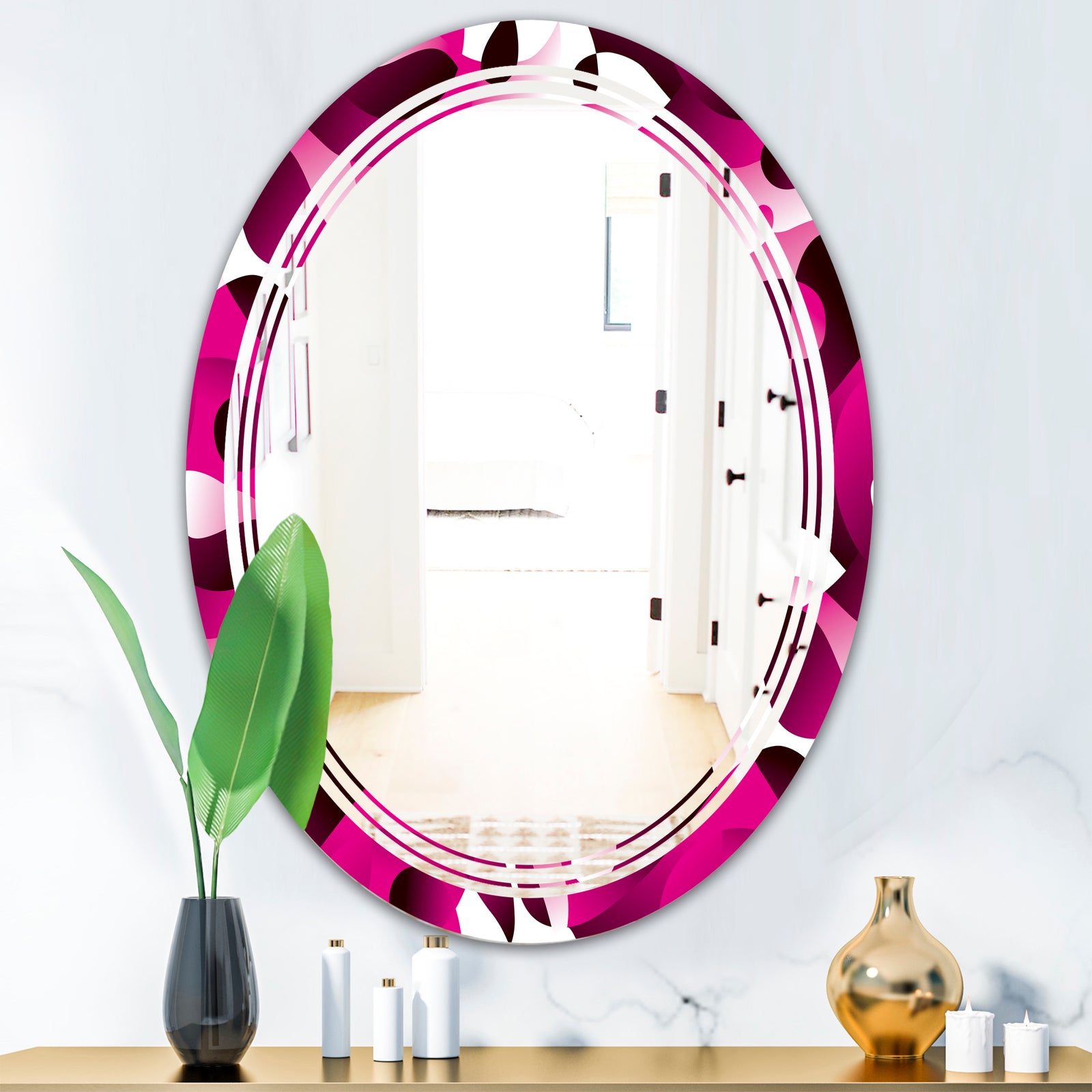 Abstract Design Retro Pattern VI - Cottage Round or Oval Wall Mirror - Triple C