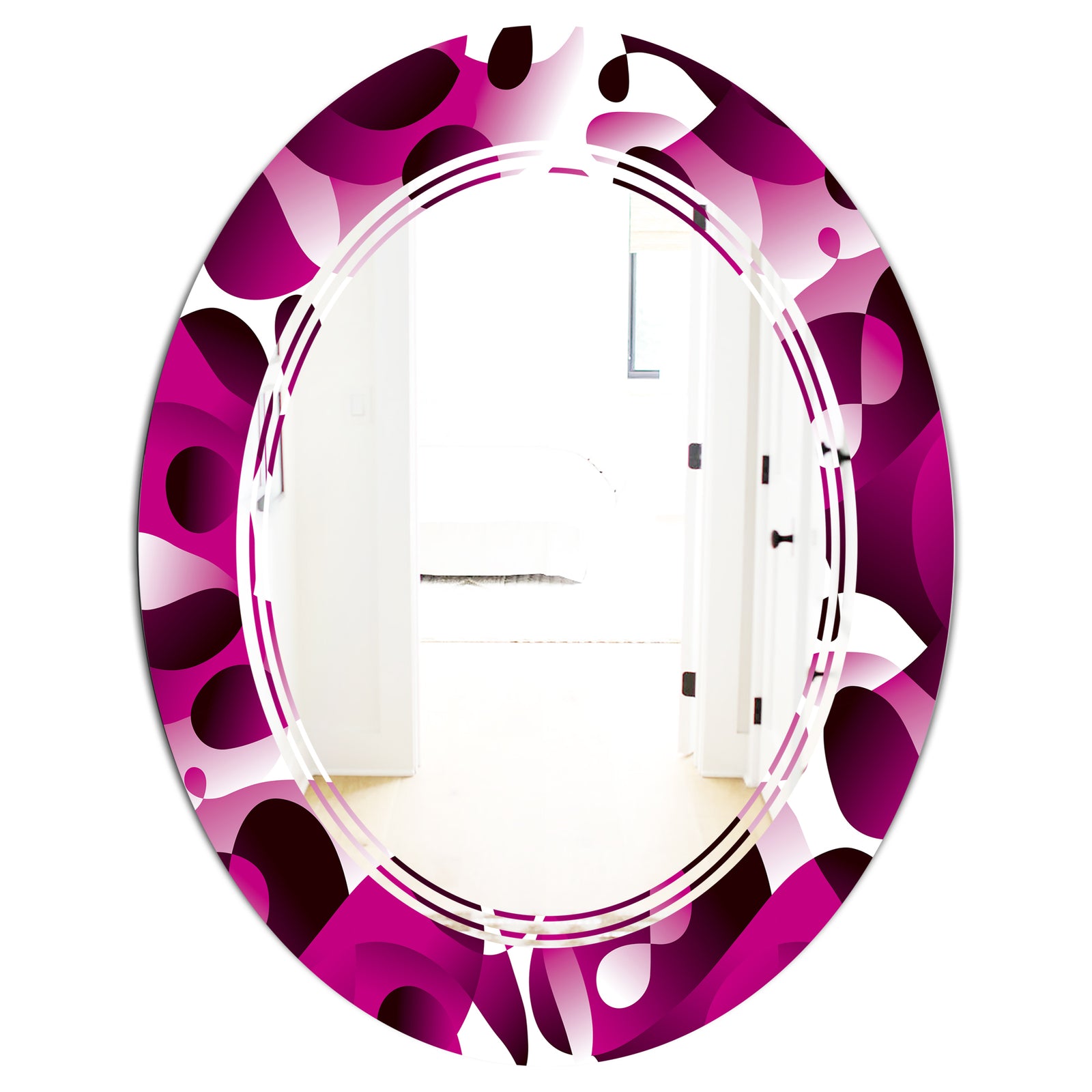 Abstract Design Retro Pattern VI - Cottage Round or Oval Wall Mirror - Triple C