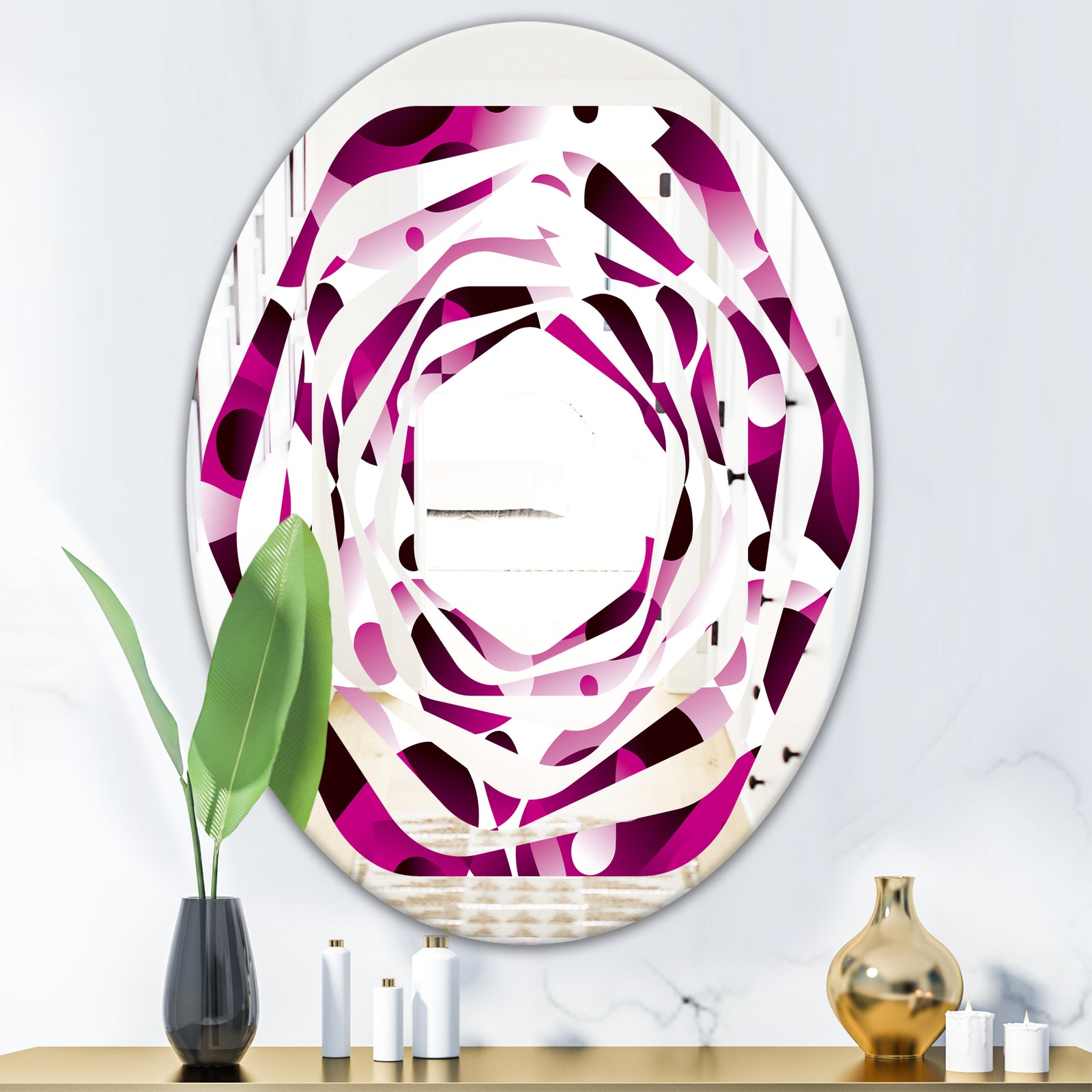Abstract Design Retro Pattern VI - Cottage Round or Oval Wall Mirror - Whirl